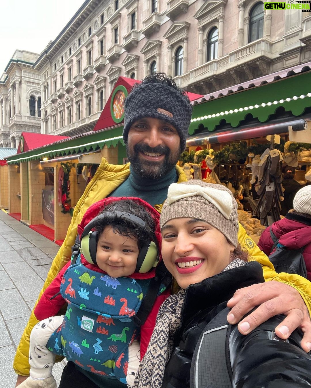 Pooja Ramachandran Instagram - I dreamt of going to Italy for so long now.. it’s been a country I wanted to explore and although I’ve been to Europe twice before and seen so many countries here I saved Italy for a special time and the time just came! I’m living my dream with my husband and my baby! When they say everything and everyone happens for a reason. You got to just trust the timing! ♥️ #dreamvacation #christmasholidays #bringingin2024 #loveinitaly #kiaankokken #grateful #heartisfull Milan, Italy