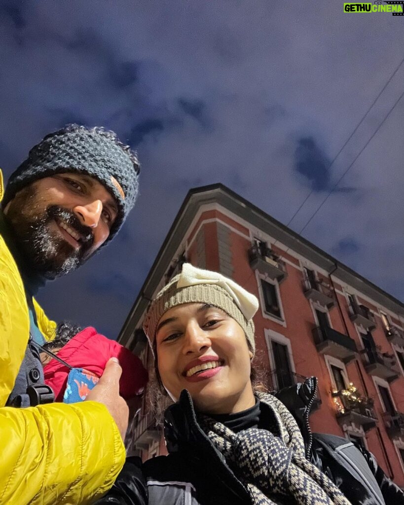Pooja Ramachandran Instagram - I dreamt of going to Italy for so long now.. it’s been a country I wanted to explore and although I’ve been to Europe twice before and seen so many countries here I saved Italy for a special time and the time just came! I’m living my dream with my husband and my baby! When they say everything and everyone happens for a reason. You got to just trust the timing! ♥️ #dreamvacation #christmasholidays #bringingin2024 #loveinitaly #kiaankokken #grateful #heartisfull Milan, Italy