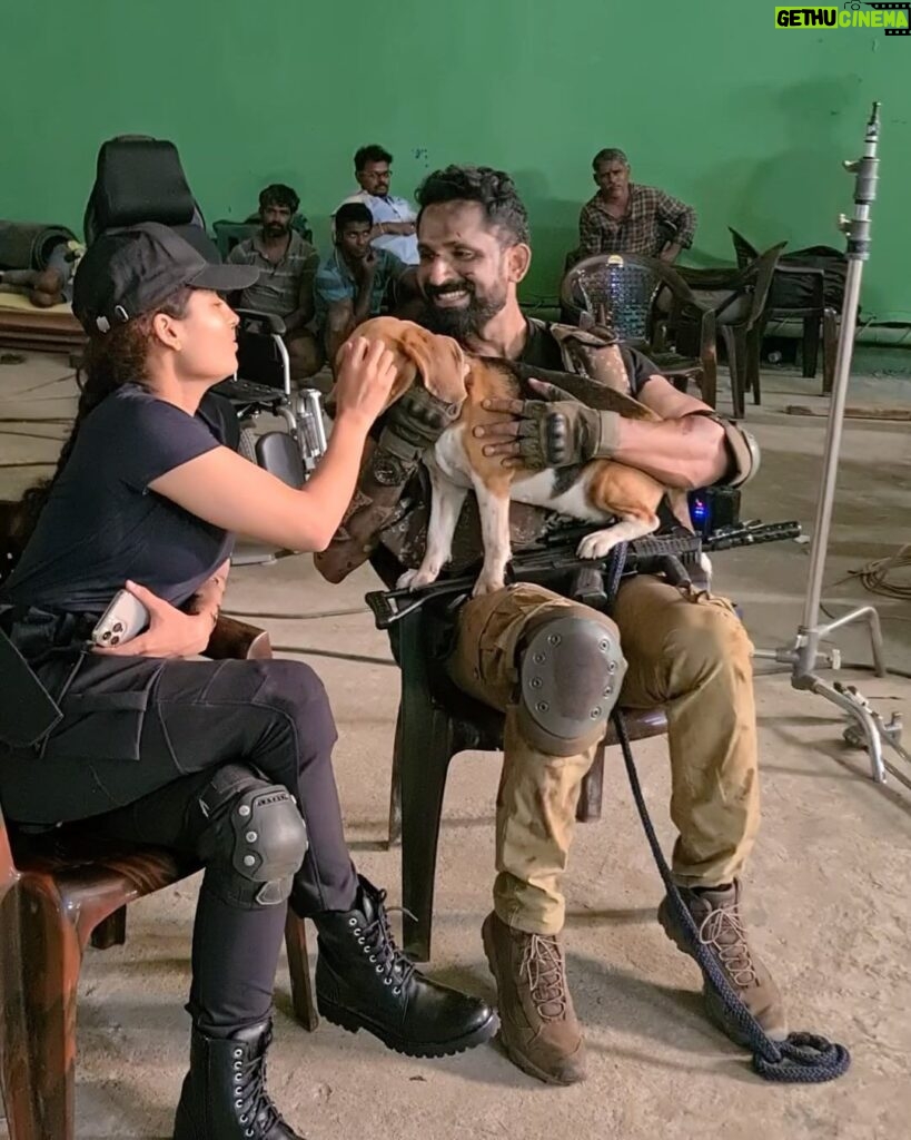 Pooja Ramachandran Instagram - With the cute and adorable ‘Hector’ one of our lead actors. Watch THE VILLAGE streaming now only on @primevideoin #thevillageonprime #thevillageonprimevideo #webseries #bingewatch