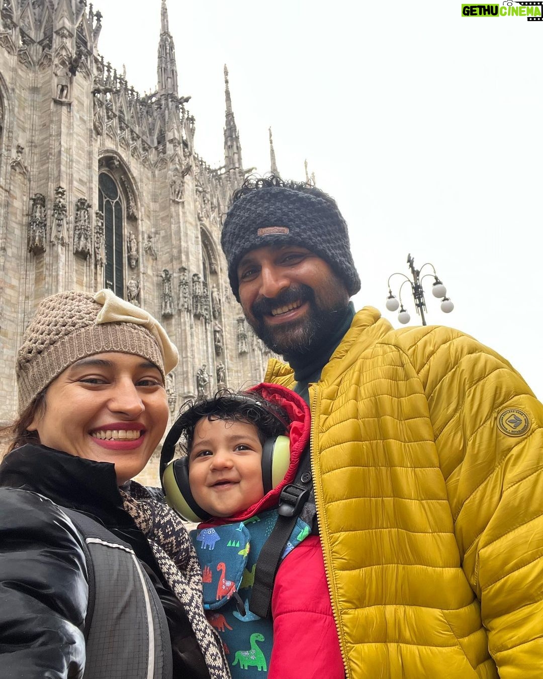Pooja Ramachandran Instagram - I dreamt of going to Italy for so long now.. it’s been a country I wanted to explore and although I’ve been to Europe twice before and seen so many countries here I saved Italy for a special time and the time just came! I’m living my dream with my husband and my baby! When they say everything and everyone happens for a reason. You got to just trust the timing! ♥️ #dreamvacation #christmasholidays #bringingin2024 #loveinitaly #kiaankokken #grateful #heartisfull Milan, Italy