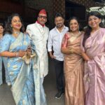Poornima Bhagyaraj Instagram - At the wedding of @karthika_nair9 and Rohit @radhanair_r happy and glowing . An occasion to meet our gang of friends.. the couple looked so beautiful ❤️❤️❤️