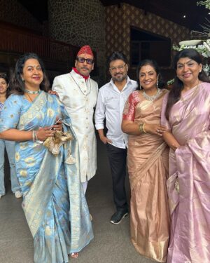 Poornima Bhagyaraj Instagram - At the wedding of @karthika_nair9 and Rohit @radhanair_r  happy and glowing . An occasion to meet our gang of friends.. the couple looked so beautiful ❤️❤️❤️