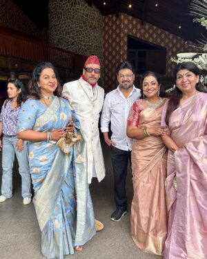 Poornima Bhagyaraj Instagram - At the wedding of @karthika_nair9 and Rohit @radhanair_r  happy and glowing . An occasion to meet our gang of friends.. the couple looked so beautiful ❤️❤️❤️