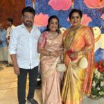 Poornima Bhagyaraj Instagram - At the wedding of @karthika_nair9 and Rohit @radhanair_r happy and glowing . An occasion to meet our gang of friends.. the couple looked so beautiful ❤️❤️❤️