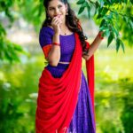 Pranika Dhakshu Instagram - Feeling colourful 🫶🏻 . . MUA : @jeevitha_makeovers Outfit : @ledarla_design_studio Photography: @daviddanield11 & @d11photography . . . #pranikadhakshu #halfsareeshoot #favsong #love #happyme Chennai, India