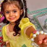 Pranitaa Pandit Instagram - Swipe Left 😃 your smile is my world wearing @klistel.official .. marketing Partner @outmatch.co.in #indianwear #kidswear #hersmile #ganpatibappamorya #yellow&pink