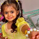 Pranitaa Pandit Instagram - Swipe Left ⬅️❤️ This Ganpati is Special for first time Anysha celebrated it with her Family & Friends .. looking beautiful wearing @klistel.official .. #indianwear #kidswear #hersmile #ganpatibappamorya #yellow&pink Marketing Partner - @outmatch.co.in