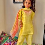 Pranitaa Pandit Instagram - Swipe Left 😃 your smile is my world wearing @klistel.official .. marketing Partner @outmatch.co.in #indianwear #kidswear #hersmile #ganpatibappamorya #yellow&pink