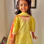 Pranitaa Pandit Instagram - Swipe Left 😃 your smile is my world wearing @klistel.official .. marketing Partner @outmatch.co.in #indianwear #kidswear #hersmile #ganpatibappamorya #yellow&pink