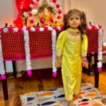 Pranitaa Pandit Instagram - Swipe Left 😃 your smile is my world wearing @klistel.official .. marketing Partner @outmatch.co.in #indianwear #kidswear #hersmile #ganpatibappamorya #yellow&pink