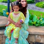 Pranitaa Pandit Instagram - Swipe Left 😃 your smile is my world wearing @klistel.official .. marketing Partner @outmatch.co.in #indianwear #kidswear #hersmile #ganpatibappamorya #yellow&pink