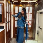Pranjal Dahiya Instagram - Everything looks better in blue💙 . Suit by :- @rajatmanchanda_ . . #pranjaldahiya #gulabiqueen