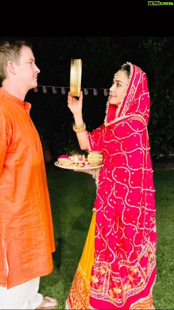 Preity Zinta Instagram - This Karva Chauth we may not be together but you are in my thoughts, in my heart and on the phone my love ❤️ Happy Karva Chauth to everyone who celebrates it today. Loads of love, happiness & togetherness to all the love birds out there 😍 #happykarvachauth #throwback #ting My Happy Place