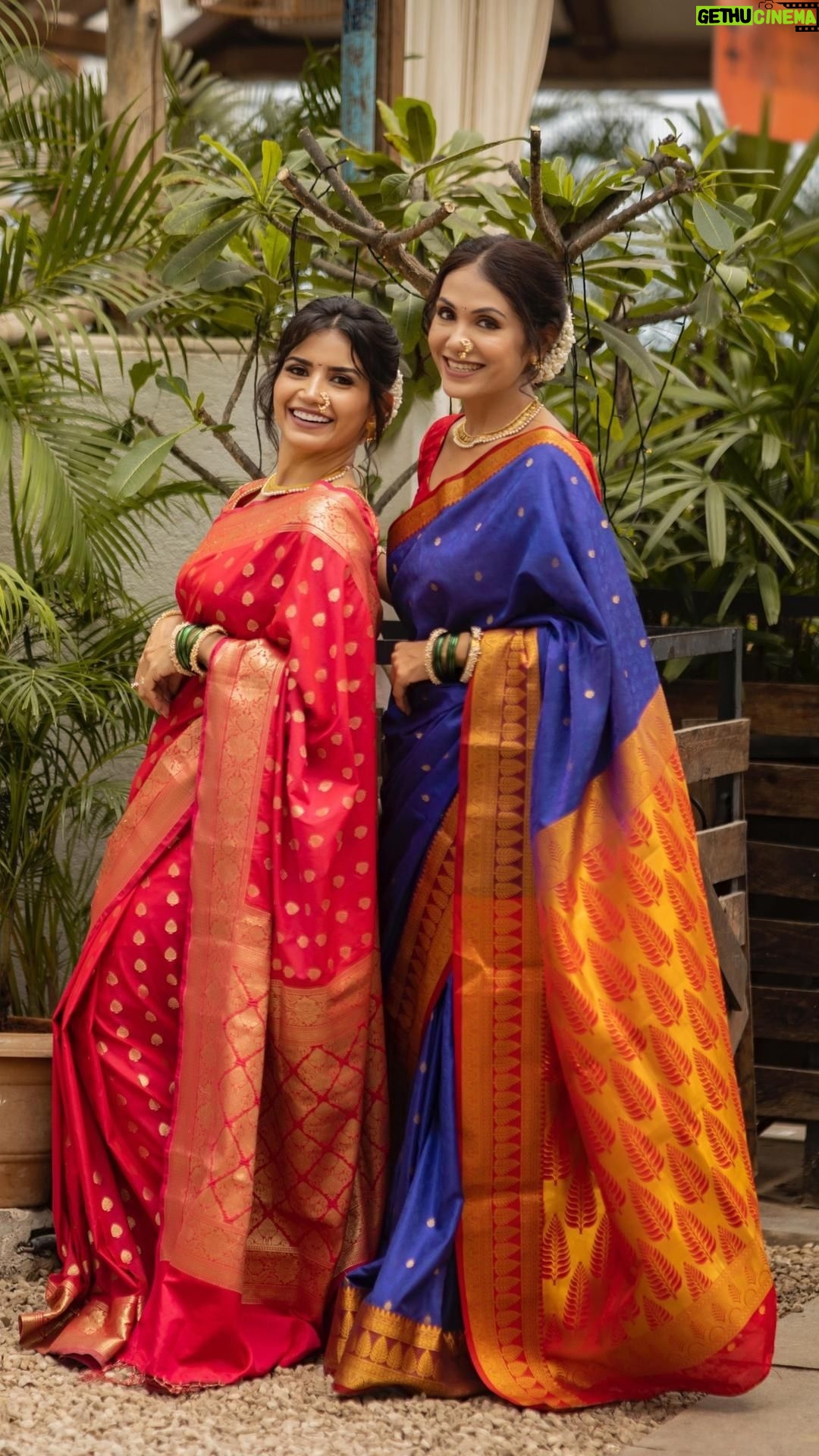 Priya Ahuja Instagram - And We r ready n super Excited to Welcome Bappa š«¶š» Videographer : @zerographyvlogs X @clickmegood_ Stylist : @style_deintrepide Jewellery: @itahdnura Priyaās Makeup: @makeovers_by_rinku_ondhia_soni Hair: @hairbymonicaajain__ Hetalās makeup: @makeoverbydipika Location: @truetrammtrunk @iampuneetgidwani