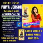 Priya Jerson Instagram - Pls do vote for your favourite contestant today and if im your favourite contestant just give me a missed call @ 7288877610 Thank you❤️❤️❤️ pls dont miss your daily votes which is open till June 25th😬🙏🏽 #supersinger #supersinger9 #vijaytelevision #priyajerson