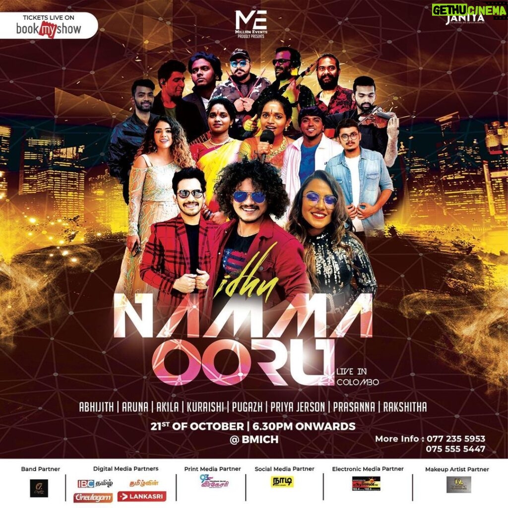 Priya Jerson Instagram - Hello Sri Lanka 🇱🇰 . “IDHU NAMMA OORU' - An Extravaganza of Music and Culture awaits! 🎨🎶 Don't miss this epic journey to a musical India from the heart of Colombo!🌆 Million Events Presents Now you can grab your tickets through BookMyShow Online Tickets https://lk.bookmyshow.com/events/idhu-namma-ooru/ET00005062?mibextid=Zxz2cZ . For More Details - +94758456110 | +94772355953 . #IndianExtravaganza #SuperSinger #SriLanka #LiveinConcert #vijaytv #tamil #vijaytelevision #kollywood #tamilactress #supersinger #chennai #trending #tamilsongs #cookwithcomali #tamilnadu #vijaytvpuzhal #vijaytvkuraishi