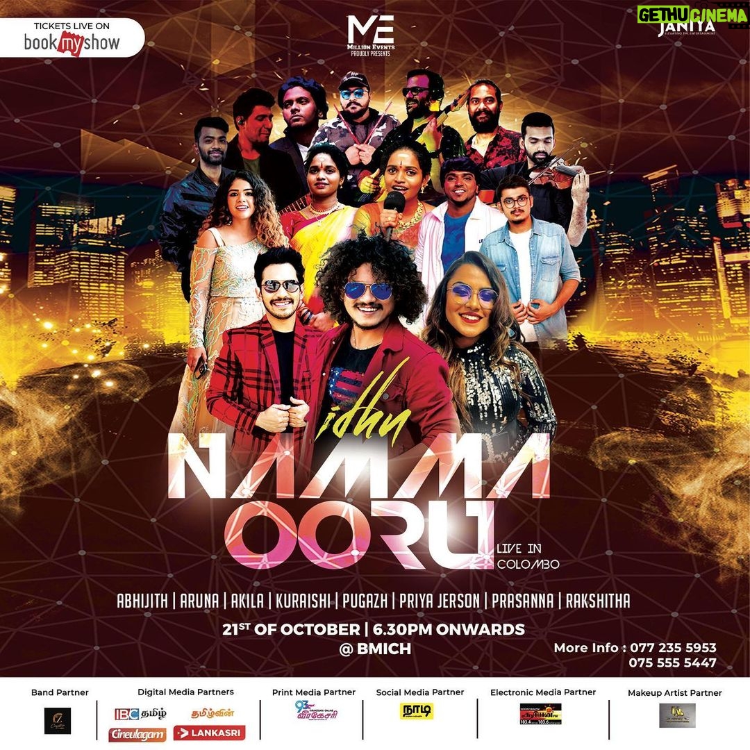 Priya Jerson Instagram - Hello Sri Lanka ๐ฑ๐ฐ . โIDHU NAMMA OORU' - An Extravaganza of Music and Culture awaits! ๐จ๐ถ Don't miss this epic journey to a musical India from the heart of Colombo!๐ Million Events Presents Now you can grab your tickets through BookMyShow Online Tickets https://lk.bookmyshow.com/events/idhu-namma-ooru/ET00005062?mibextid=Zxz2cZ . For More Details - +94758456110 | +94772355953 . #IndianExtravaganza #SuperSinger #SriLanka #LiveinConcert #vijaytv #tamil #vijaytelevision #kollywood #tamilactress #supersinger #chennai #trending #tamilsongs #cookwithcomali #tamilnadu #vijaytvpuzhal #vijaytvkuraishi