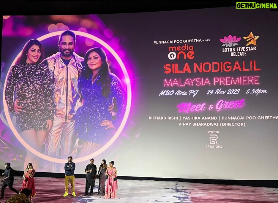 Punnagai Poo Gheetha Instagram - Thank you Malaysia for so much love! Sila Nodigalil World Premier in Malaysia 🩶 We are grateful for such incredible response and massive reach 🙏🏻 @silanodigalilmovie @punnagaipoogheetha @richardrishi @yashikaaannand Malaysia , Kuala Lumpur