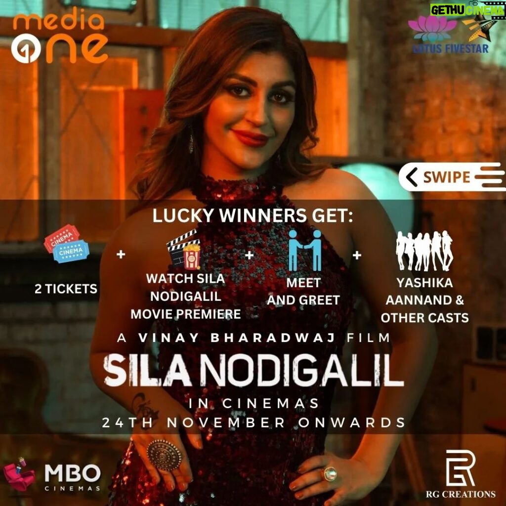Punnagai Poo Gheetha Instagram - Feeling Lucky? Movie Date with Yashika Aannand? Yes, Malaysian fans you heard it right. Get a chance to watch Sila Nodigalil's Premiere with Yashika and other casts on 24th November at MBO Cinemas, Wisma Atria. Follow the steps and you might be the lucky winner! Open to MALAYSIANS ONLY, 15 winners will be chosen. *T&C applies. Don't forget to tag us @rgcreationsmy #SilaNodigalilwithYashika