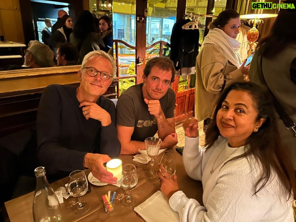 Raadhika Sarathkumar Instagram - An evening out with my producers Simon Bleuze, Marc Bodure enjoying Parisian cosine and hospitality
