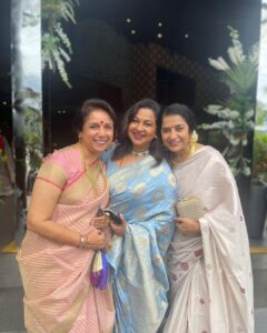 Raadhika Sarathkumar Instagram - Wedding time of @karthika_nair9 with Rohit , daughter of @radhanair_r and Rajsekaran, with the loyal 80s to add to the laughter and give love @suhasinihasan @chiranjeevikonidela @poonam_dhillon_ @poornimabhagyaraj @apnabhidu @menaka.suresh @sujataavijaykumar @revathyasha a beautiful and superbly organised wedding, enjoyed the warmth and love.❤️❤️❤️❤️❤️❤️