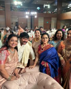 Raadhika Sarathkumar Instagram - Wedding time of @karthika_nair9 with Rohit , daughter of @radhanair_r and Rajsekaran, with the loyal 80s to add to the laughter and give love @suhasinihasan @chiranjeevikonidela @poonam_dhillon_ @poornimabhagyaraj @apnabhidu @menaka.suresh @sujataavijaykumar @revathyasha a beautiful and superbly organised wedding, enjoyed the warmth and love.❤️❤️❤️❤️❤️❤️