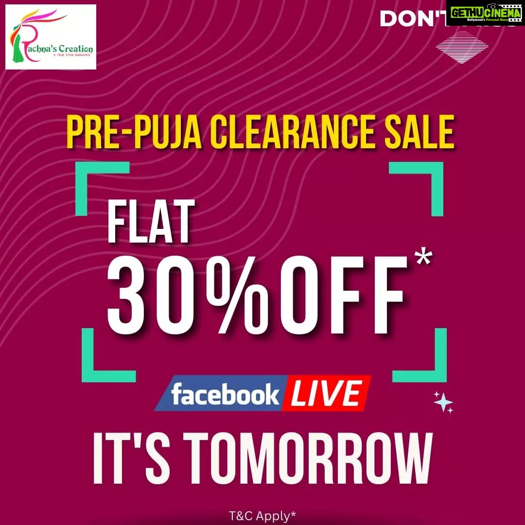 Rachna Banerjee Instagram - অভাবনীয় SUPER-DUPER রেসপন্স পেয়ে, we are excited to go LIVE on FB, ঠিক দুপুর ১টায়!! YES, IT'S TOMORROW AT 1PM, AFTERNOON!! পেয়ে যান 𝐅𝐋𝐀𝐓 𝟑𝟎% 𝐎𝐅𝐅* প্রতিটা শাড়ি তে, শুধুমাত্র যা যা লাইভ এ দেখানো হবে। DON'T MISS! শর্তাবলী প্রযোজ্য*। T&C Apply* #RachnaBanerjee #RachnasCreation #Fashion #Saree #Fashionista #Style #StayStylish #StayFashionable #StyleStatement #ShopNow #OrderNow #Actor #Entrepreneur #Shopping #OnlineShopping #fashionstyle #FestiveVibes #LIVE #FBLive #LIVEShopping #Offer #Sale #Discount #PrePuja