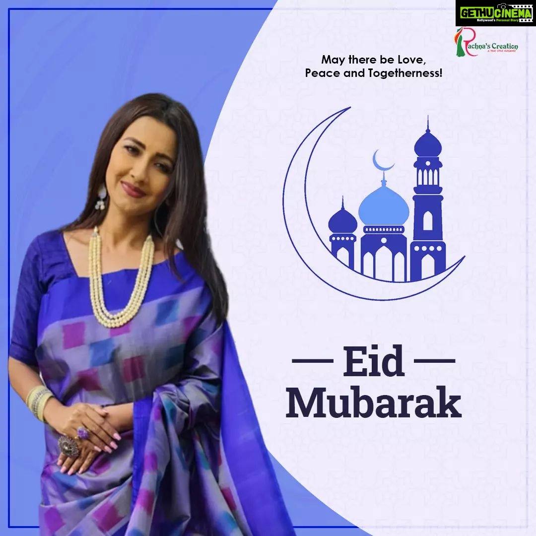 Rachna Banerjee Instagram - On this blessed occasion of Eid, wishing you and your family joy, happiness, peace and prosperity! Eid Mubarak! #RachnaBanerjee #RachnasCreation #Fashion #Saree #Fashionista #Style #StayStylish #StayFashionable #StyleStatement #Bakrid #EidAlAdha #Joy #Love #Peace #Celebration