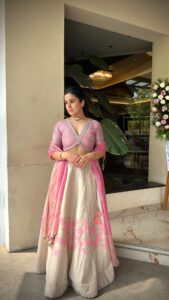 Rashmi Agdekar Instagram - Had a moment in this beautiful @bandananarulaofficial lehenga 💕 Finally Styled by the lovely @madhulika.kapilavayi 🌸 Jewellery- @rajmankaofficial ✨ Thank you for dressing me up!! Videos by @ojaskolvankar 💜 #indianwear #indianwedding #twirlgirl #bridesmaidoutfit #reels #reelitfeelit