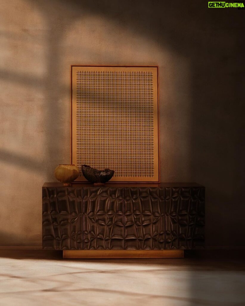 Rhea Kapoor Instagram - Conquer clutter in style. Crafted from a blend of wood and cladded sheet metal, Taruki’s warm silhouette adds elegance to any interior. Shop now @thehouseofthings. Photograph: @thehouseofpixels Styling: @rheakapoor & @rayvie Design & Production: @thehouseofthings Artwork Credits: Harisha Chennangod, Portrait of Present Series, Acrylic on Wood. Courtesy @cultivateartglobal #thehouseofthings #rheakapoor #ravivazirani #beautifulrareinspired #THOTxRheaKapoor #interiordesign #homedecor #collaboration