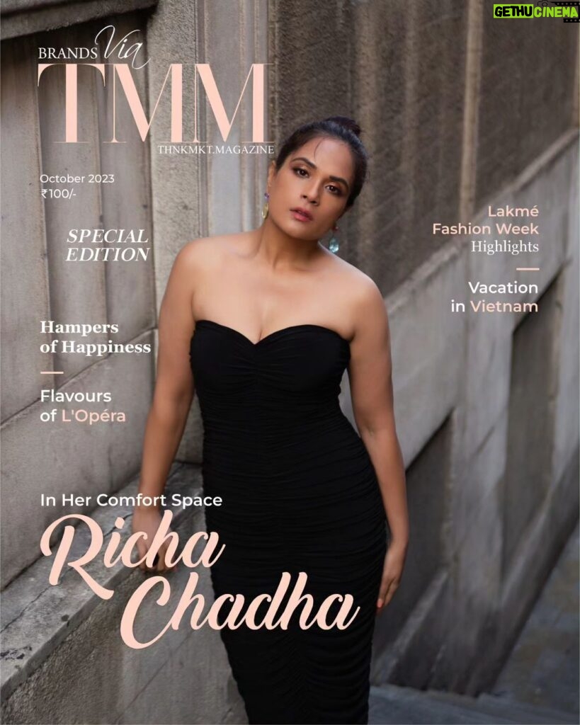 Richa Chadha Instagram - Actress @therichachadha feels that her iconic screen character and herself have one common trait, and that is confidence. But where does she derive her confidence and energy from, and how has life changed post-marraige? All this and much more, she revealed in an exclusive interview with TMM as the cover star of the month. Keep watching this space to read the details.  Also, celebrate the festive season with the new @loperaindia outlet and read the fashion forecast from the latest edition of @lakmefashionwk in partnership with @fdciofficial. Published by @tmmindia CEO and Publisher. Faraz Ahmad @faraz0511 Photography @boomstastudio @denyrajput Makeup & Hair Harry Rajput @Glazoschool Editor @iam_cairvee Cover designed by @mukulrajofficial Outfit @normakamali Styled by @anishagandhi3 @rochelledsa Baubles @topshop Location : London #tmm #tmmindia #tmmxrichachaddha #bollywood #celebrity #news #coverstar #celebration #lakmefashionweek #loperaindia #diwaliActress @therichachadha feels that her iconic screen character and herself have one common trait, and that is confidence. But where does she derive her confidence and energy from, and how has life changed post-marraige? All this and much more, she revealed in an exclusive interview with TMM as the cover star of the month. Keep watching this space to read the details.  #tmm #tmmindia #tmmxrichachaddha #bollywood #celebrity #news #coverstar #celebration #lakmefashionweek #loperaindia #diwali