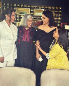 Richa Chadha Instagram - Was lovely to be on a round table with these incredible women! @ratnapathakshah ma’am, I have seen your film and TV work of course, Dhak Dhak being the latest… but saw you on stage recently in Motley’s ‘Old World’ and guys you’re missing something if you don’t witness the magic on stage, my salutations and love! @saiyami you’ve done a better job as an amputee with one arm on screen than many of our peers have with two! You’ve played an athlete with gumption and EXPERTISE, it’s not pretence or PR, it’s just skill ! And my dearest @rajshri_deshpande , your work in ‘Trial by Fire’ is superior … that’s the word, it’s a superior performance, sabke bass ki baat nahi! Always here for you, love you and only one phone call away💥👋🏾❤️ thank you for an incredible and energising conversation! You’re rockstars!!! Thanks @atikafarooqui1 @whimsicalfantasy for making this happen❤️✨😍