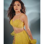 Ridhima Pandit Instagram - 💚💛💚💛 . . . Makeup by : @mua_aadarsh Hair by : @vids5_world Outfit : @style__inn Jewellery : @limelightdiamonds x @mintandmilkpr Handcuff : @the_jewel_gallery Styled by : @richaranawat Ast : @pearrlyyy @angela_chhandami Shot by : @deepak_das_photography
