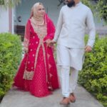 Saba Ibrahim Instagram - Thank you @aaliyadeeba_official for designing our 1st wedding anniversary outfit ❤️ . . . #sabaibrahim#sabakajahaan#khalidniaz#sabasunnykianniversary