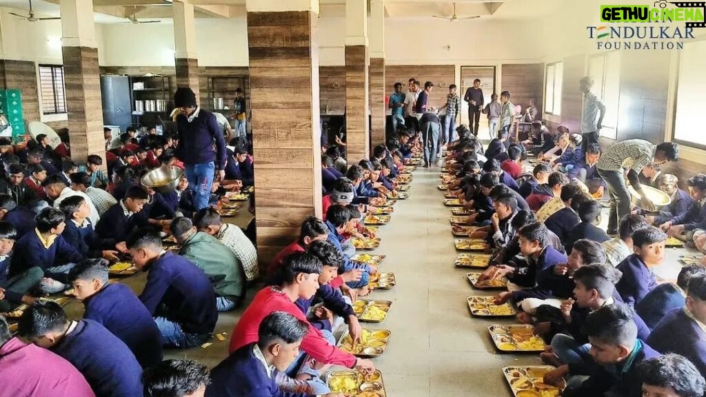 Sachin Tendulkar Instagram - Late Shri Ramesh Tendulkar was a teacher and parent, who instilled the values of pursuing dreams while prioritizing being a good human being. On the occasion of his birth anniversary, the Sachin Tendulkar Foundation arranged for special meals to children at the Madhya Pradesh residential school dedicated to Mr Tendulkar’s parents. #STF