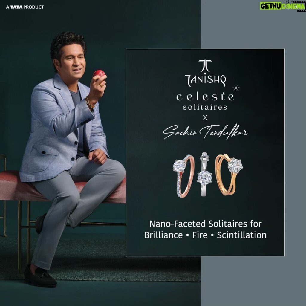 Sachin Tendulkar Instagram - To be the best at his game, a batter needs to display master craftsmanship, be a resilient player who challenges the status quo and exhibit a fire within him to do more, be more, and shine brighter than the rest. Just like the CELESTE solitaires, as the truly brilliant are brilliant by design. Presenting the brightest and the most radiant solitaires you’ve ever laid eyes on, the Celeste x Sachin Tendulkar solitaire collection. Crafted with revolutionary nano-faceting technology, every nano-prism of this solitaire adds to its unparalleled brilliance, fire and scintillation making it the crown jewel in the galaxy of solitaires. Ethereal. Regal. Celestial. Product codes - 2993NAD, S3I1FKP, S3STFAE, S3A1FAJ, 2991NAX, S3STSAU #Collab #CelesteSolitaires #Tanishq #BrilliantByDesign