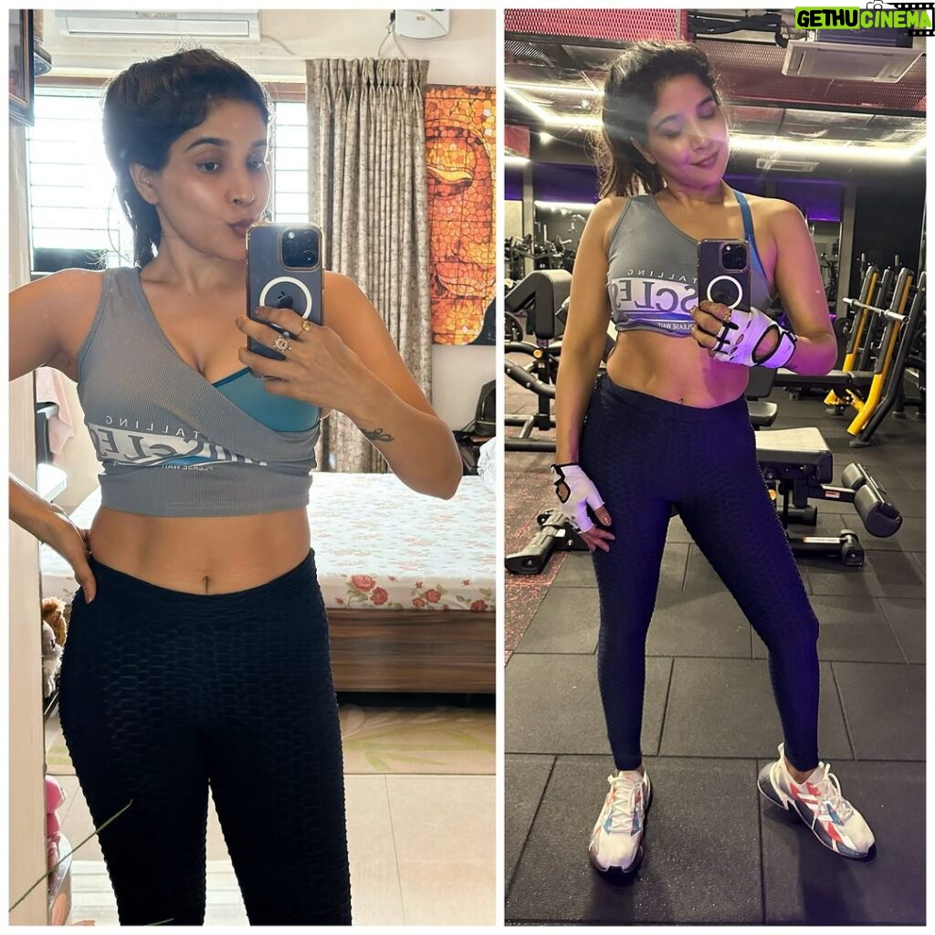 Sakshi Agarwal Instagram - Post workout selfie- gym vs home💪💪💪 Back to beast mode🔥 . #postworkout #gymgirl #fitnessjourney #onwardsandupwards #beastmode #sakshiagarwal Chennai, India