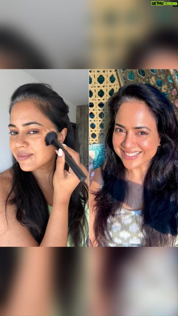 Sameera Reddy Instagram - Sunkissed Natural Messy Makeup with my new favs✨ this look is a quickie & takes 20 mins for the strobe to set & naturally glow . @maccosmeticsindia strobe cream - Pinklite @smashboxcosmetics - Photo Finish Primer @toofacedlovesindia foundation - warm sand @charlottetilbury - Pillow talk eye shadow Palette @elfcosmetics - Stipple brush @shiseido - whipped powder blush - Sonoyo @maccosmeticsindia - studio fix NC42 @lauramercier - mascara @colorchemistry.in - brown eye pencil @charlottetilbury Filmstar bronze & Glow @patmcgrathreal Love + Lust Gloss Always work with products you already have & suited to your tone❤ #MessyMama Not really a #makeup #tutorial 😉
