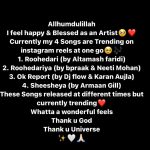 Sana Sultan Instagram - I truly feel i live for days like these🥹 Call it co-incidence, luck, hardwork or blessings, My 4 Songs are trending currently on instagram reels at same time❤️ Every song is close to my heart.. super special to me.. Every character i played taught me a lot & gave me chance to grow as an Artist.. Big thank u to everyone associated with every song i did, at the end it is Team Work💪🏻 It’s overwhelming to see all the songs trend which i am part of…I guess it’s one way of Universe motivating me & telling me that i m doing something Right😅 Thank u lovelies for ur big support in everything i do🙏🏻 I promise to bring more great things in future💕 Thank u God Thank u Universe ❤️🙏🏻