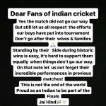 Sana Sultan Instagram – Yess dukh hua, bohot hua..
Itna nazdeek aakar jab trophy ghar na aaye bohot bura lagta hai.. Rona b aaya hoga, Tv todne ka b mann hoga but that won’t help…
I am still proud of our players.
Standing by their side during historic wins is easy, but hard to support them when we don’t win.
Our team is Super special. They have already won our hearts, made us proud & have given us lots of historic moments over the past few weeks.
Haar jeet toh lagi rehti hai..Shall always support our team with love, passion & most importantly kindness. Love u, Team india, hum honge kaamyaab ek din🇮🇳❤️