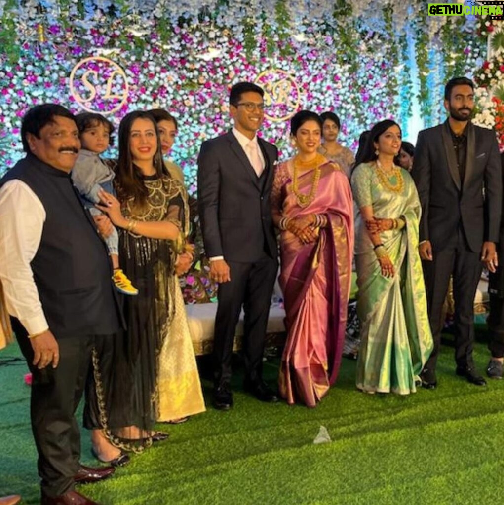 Sanjjanaa Instagram - It was indeed like a memorable evening! Meeting renowned politician Ashwath Narayan Sir at the wedding of our film producer from our very own #sandalwoodfilms N M Suresh’s daughter’s wedding was quite an experience. It’s always inspiring to meet influential personalities and be a part of such special occasions. Did you all as well have any interesting conversations or experiences during the event? My beauriful dress was from @fashion4you_designer_boutique it’s a boutique owned by Sumaya a women Eunterpruener … and as you all know, I truly love supporting women entrepreneurs & standing up for the #localbusinesses , being #vocalforlocal has my heart and soul ❤️ Bangalore, India