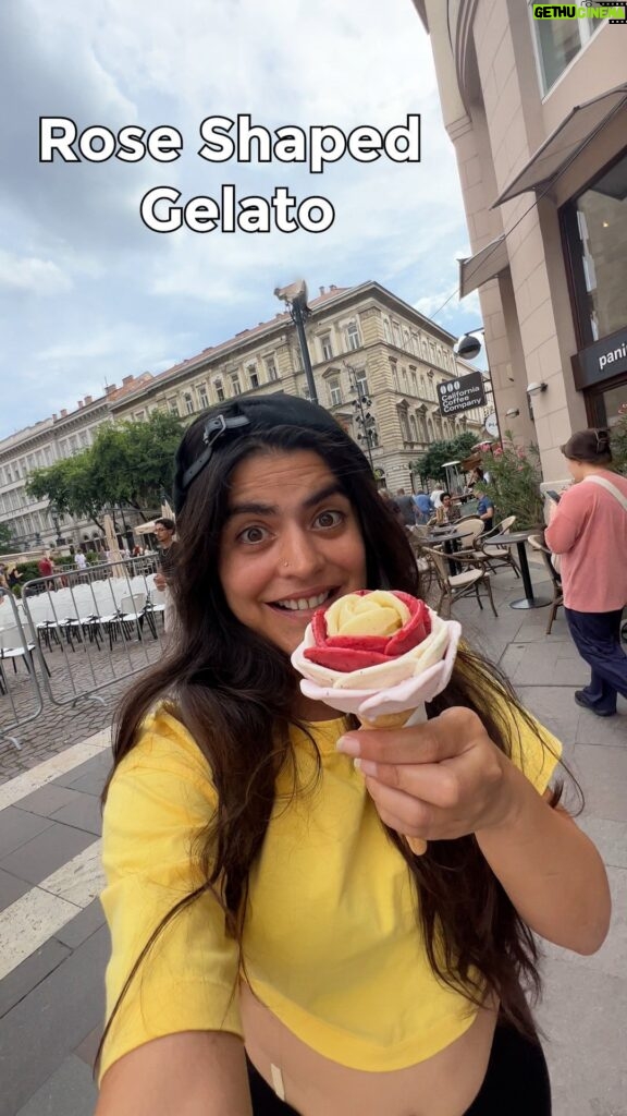 Shenaz Treasurywala Instagram - Save this for when you go to Budapest! I’m not sure what was more appealing- the shape or the flavour 😋 and yes, we are still talking about ice cream. Are you craving it now? Maybe they need to start making rose shaped gelatos in India??🍧 What other shapes can you suggest for gelato in India? #roseshapedgelato #rosegelatobudapest