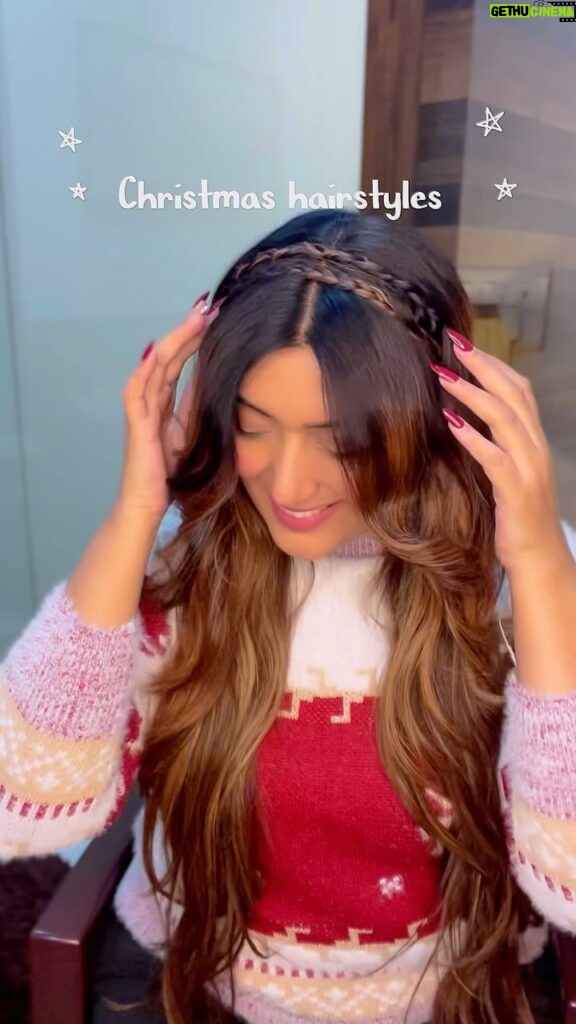 Shireen Mirza Instagram - Christmas hairstyle inspiration 🎀 Try and tag me 📌 #hairstyle #inspiration #christmas #holidayhair #ootd #trending #reelitfeelit #hairinspiration #newyear