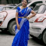 Shiva Jyothi Instagram - 💙💙💙💙 Saree& blouse @glorious_threads_by_divya ❤️❤️ Makup & hair @glamm_makeup_by_ranee ❤️ Pic @thehashtag_photography ❤️ #newpost #instagram #instagood #saree #sareelove #festival #celebration #jyothakka #shivajyothi