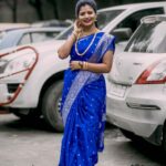 Shiva Jyothi Instagram - 💙💙💙💙 Saree& blouse @glorious_threads_by_divya ❤️❤️ Makup & hair @glamm_makeup_by_ranee ❤️ Pic @thehashtag_photography ❤️ #newpost #instagram #instagood #saree #sareelove #festival #celebration #jyothakka #shivajyothi