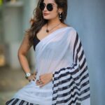 Shrutika Instagram - My most favourite three in our latest collection "moodswings " @thariibyshrutika www.thariibyshrutika.com (link in bio) The b/w embroidered pretty bow saree called "Dramaqueen" The 7 wonders of the world on our bright lemon yellow mulmul cotton called "whimsy wonder" And the striking black n orange saree called "rollercoaster" Are my personal favorites !! We try and bring out speciall designs for the special you ,that u cannot find elsewhere! Because u are unique ; the designs for u should b unique! Personally designed by me @shrutika_arjun for u with lots of ❤️ #saree #fashion #love #designs #festivecollection #instafashion