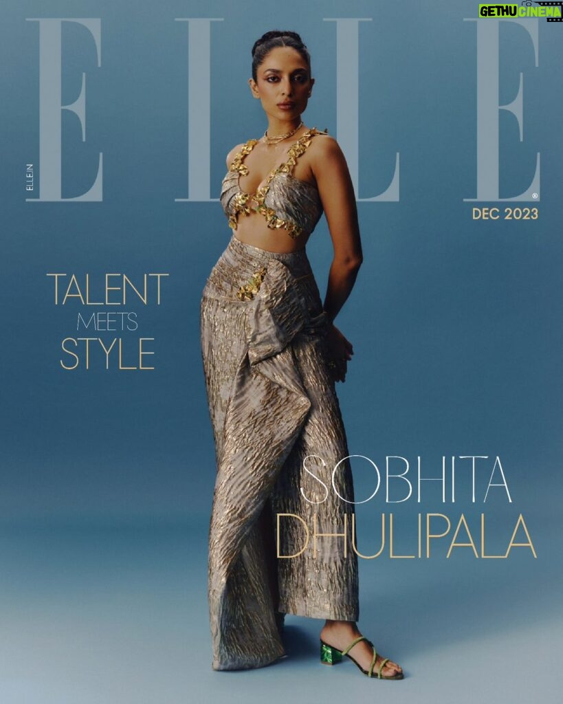 Sobhita Dhulipala Instagram - #ELLEDigitalCoverStar: Sobhita Dhulipala, for one, is unfazed and comfortably unfiltered. If her interviews are anything to go by, it’s certain that in her quest to get comfortable with the industry’s uncharted norms, she created an exclusive space to pursue her passion in her own ways. While most actors prefer the silver screen, Dhulipala rose to fame with the much-talked-about OTT series Made in Heaven. “I am of the belief that we are all constantly changing as a response to the influences around us and occurrences in our lives,” she shares. Lauded for her performance and sartorial elegance, Dhulipala made her way to everyone’s list of favourite actors. Her career trajectory since her debut in Anurag Kashyap’s Raman Raghav 2.0 in 2016 is a testimony to her versatility as a performer. Head to the 🔗in the bio to read our cover story. _________________________ On @sobhitad: A ruched high-waisted skirt in beaten gold and stone grey jacquard and a hand-embroidered metallic neckline draped bustier by @papadontpreachbyshubhika. Reborn dew drop necklet by @studiometallurgy. Oh popi tucson necklace used as hair accessory by @outhousejewellery. Embellished asymmetry heels by @metroshoesindia. _________________________ ELLE India Editor: @aineenizamiahmedi Photographer: @soujit.das Fashion Editor: @zohacastelino (creative direction) Asst. Art Director: @mount.juno__ (Cover Design) Fashion Assistant: @komal_shetty_ (styling) Words: @sukriti_shahi19 Makeup: @makeupbyanighajain Hair: @arvindkumar_hair Bookings Editor: @alizaafatmaa Assisted by: @nirali_p1(styling); @_rj1092_, @mitali.lakhotia (bookings) Production: @cutlooseproductions Artist’s Reputation Management: @spicesocial _________________________ #Bollywood #SobhitaDhulipala #CoverStar
