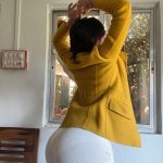 Sofia Ansari Instagram - Weekend 😊 #sofiaansari #baby #yellow #saturday 🧥 @mesense_official 👖 @hm