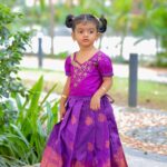 Sridevi Ashok Instagram - When God overheard us say “that @sitara_chintala was not that hard and we could handle another,” God uttered “challenge accepted!” Sitara dress : @kid.sbucket My saree : @lfab_creations