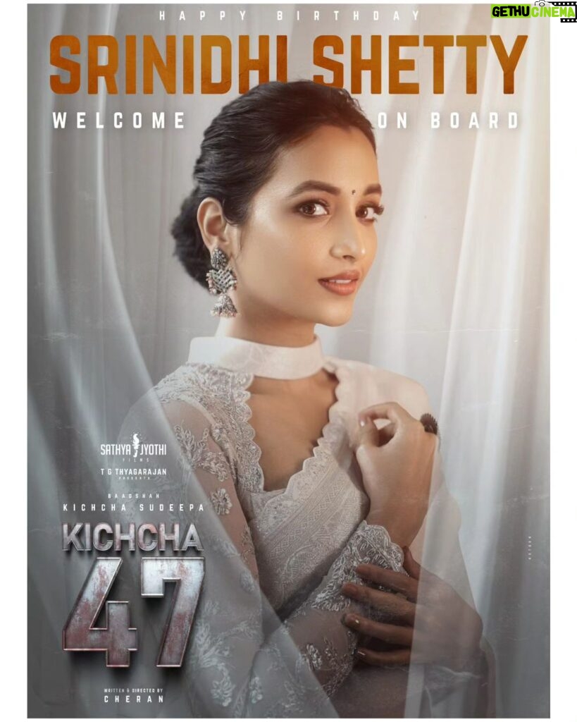 Srinidhi Ramesh Shetty Instagram - Need all your blessings for this new beginning 🙏 Thank you @sathyajyothifilms n @Cherandirector sir, for this wonderful opportunity 🙏🏻 Excited to be sharing the screen with our very own BAADSHAH @kichchasudeepa sir ✨️